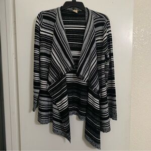 Faded Glory Women's Black and Gray Striped Cardigan